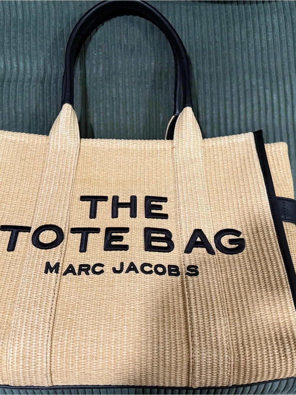 Marc Jacobs Natural Straw Tote with Black Trim